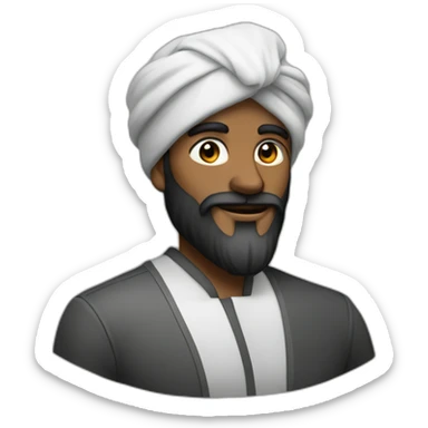 homme noir avec une très longue barbe noir et un turban à carreaux blancs sticker