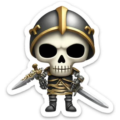 a skeleton with a armor and a sword sticker