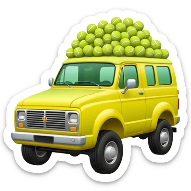 squatted truck antenna tennis balls sticker