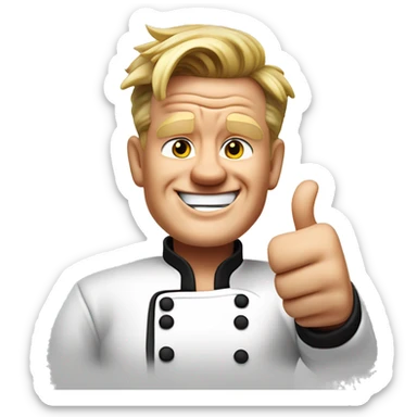 gordon ramsey giving thumbs up, photo realistic sticker