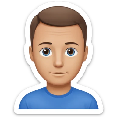 dad with very short shaved brown hair and blue eyes emoji sticker
