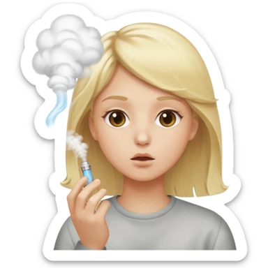 vaping person with blonde hair blowing vapor sticker