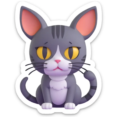 cat with drooping ears and sad eyes, giving up sticker