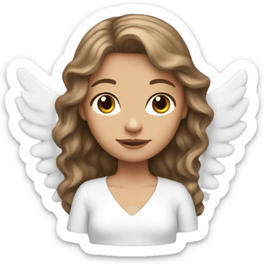 angel white girl with brown hair sticker