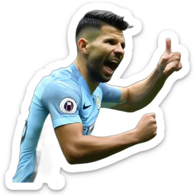 Sergio Agüero celebrate a goal un the Manchester City  sticker
