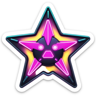 neon cyberpunk style star sticker