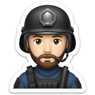SWAT member with white skin and brown beard sticker