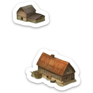 Old latvian farmstead with a farm land sticker