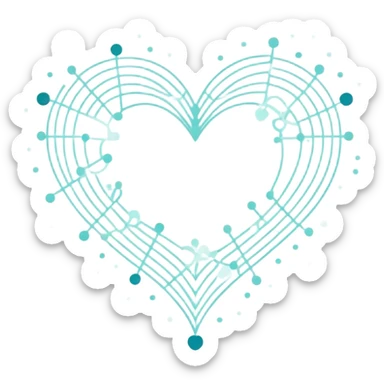 Abstract navigational map with constellation dots forming heart patterns when connected, magical ethereal map with subtle heart geography sticker