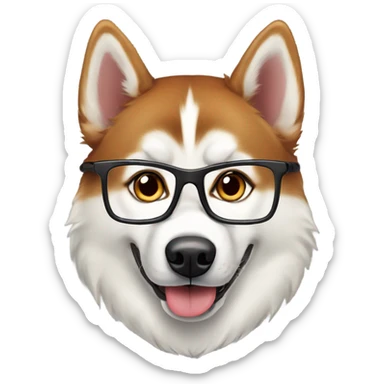 Red Siberian husky with glasses sticker