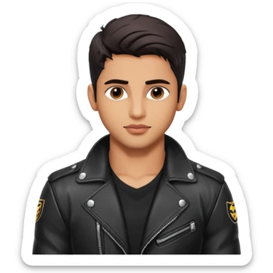 generate a pretty bratz siddharth malhotra, LEAN BUT MUSCULAR WEARING A black LEATHER JACKET sticker