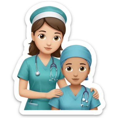 A nurse attending to a patient at the hospital sticker