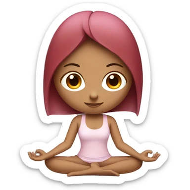 yoga girl, lotus position, pink skin, long and dark red haircut  sticker