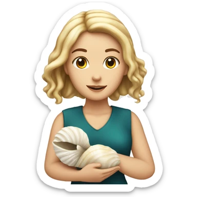 white girl hold seashell sticker