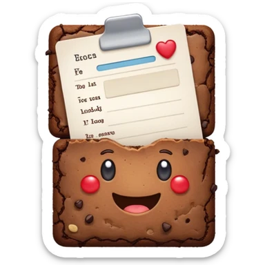 A food brownie holding up a scorecard  sticker