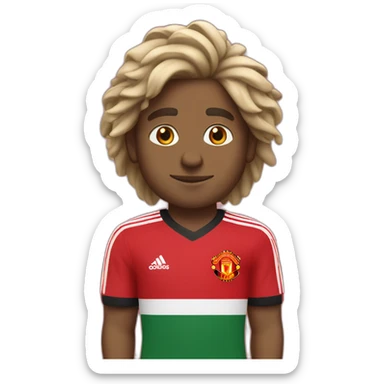 Indian south african with nice hair in Manchester united shirt sticker