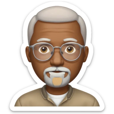 bald headed silver beard black man glasses sticker