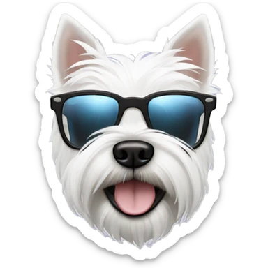 west highland white terrier with black glasses sticker