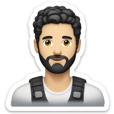 white Man with circle beard and short black hair sticker