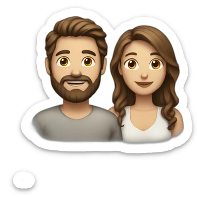 Man with beard and woman with brown hair sticker