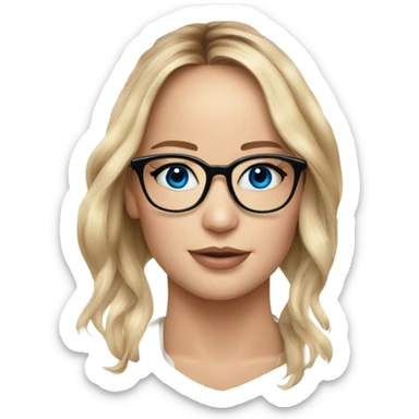 Jennifer Lawrence,  blu eyes wearing glasses  sticker
