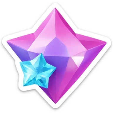 3d pink, purple and blue, diamond with star sticker