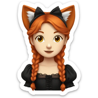 girl with fox ears, red hair and black victorian dress sticker