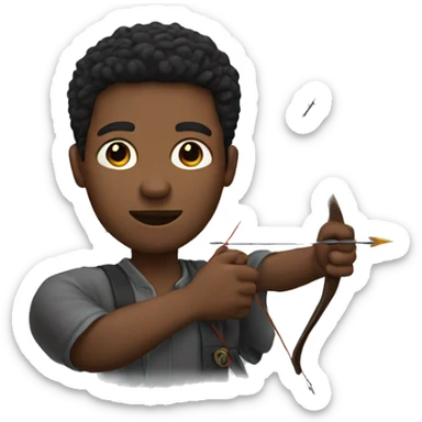Black man shooting heart shaped arrow head towards screen sticker