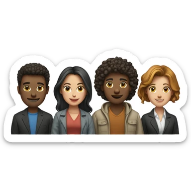 team of people, four people, two men and two women sticker