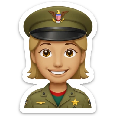 neutral emoji wearing the U.S. army AGSU sticker