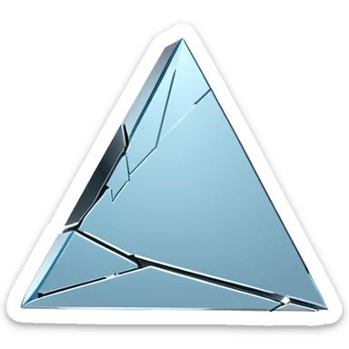broken mirror shard emoji, sharp chrome edges, high contrast reflections, futuristic minimal 3D style, isolated on white sticker