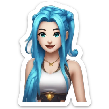 Jinx league of legends arcane blue hair sticker