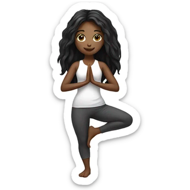 Yoga girl black long hair sticker