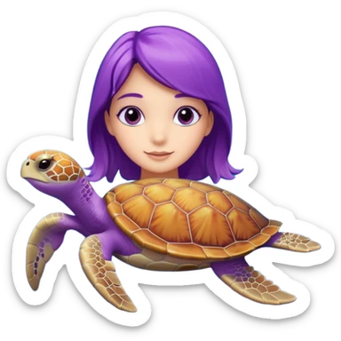Purple girl Sea turtle in the ocean sticker