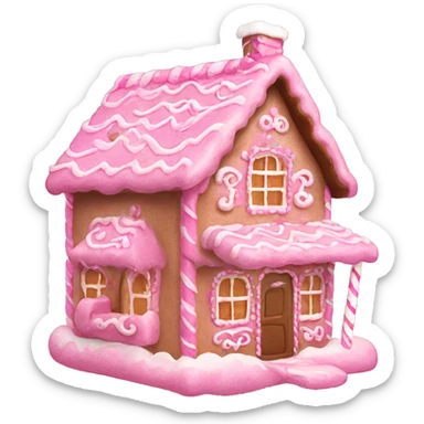 An aesthetic pink gingerbread house sticker
