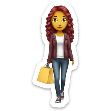 Long Burgundy haired girl, shopaholic, carrying a lot of shopping bags sticker