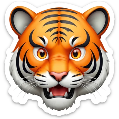 angry tiger face growling sticker