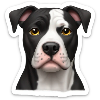 My dog Sheba black Pitbull with white on chest sticker
