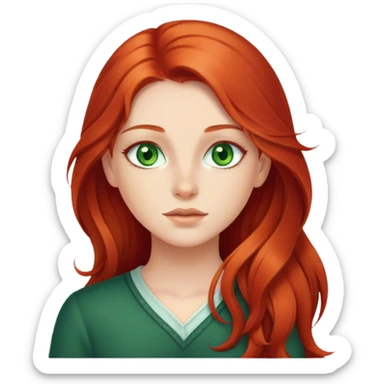 Girl with long red hair and green eyes  sticker