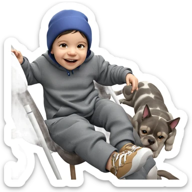 girl with dog in hat sticker