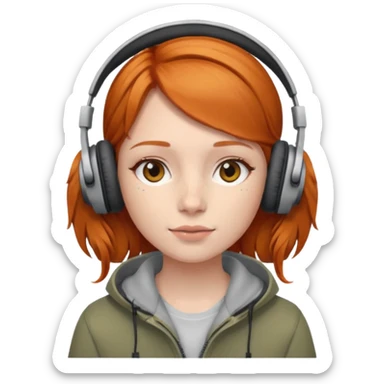 Girl with ginger hair with headphones on sticker