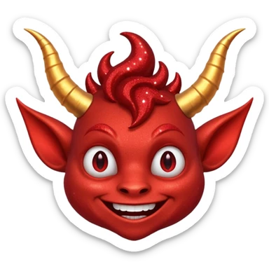 red glitter smilling imp sticker