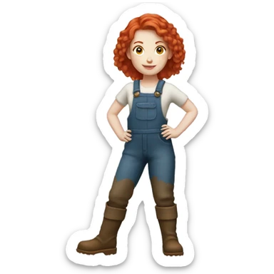 Farmer girl with red hair pale skin sticker