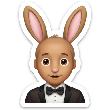 Rabbit ears and bowtie wearring man sticker