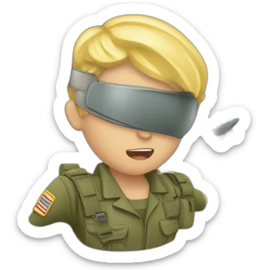 a blond soldier is getting hit by a plane sticker