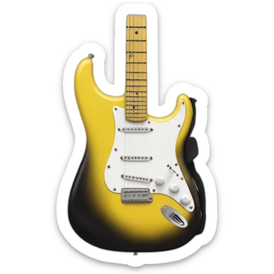 Yellow stratocaster with black pickguard sticker
