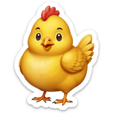 Cree moi un emoji poulet qui mange du poulet  sticker