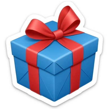 Cadeau rouge et bleu et avec dessus un étiquettes avec marqué en texte  : cadeau à la clé sticker