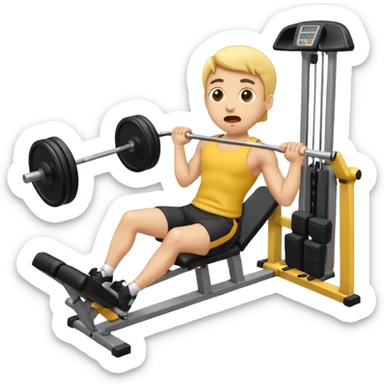 shocked emoji with surprised expression doing lat machine exercise in gym, classic emoji style, variant 1 sticker
