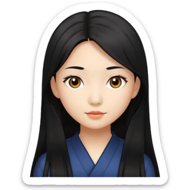 asin girl with black long slick backed hair sticker